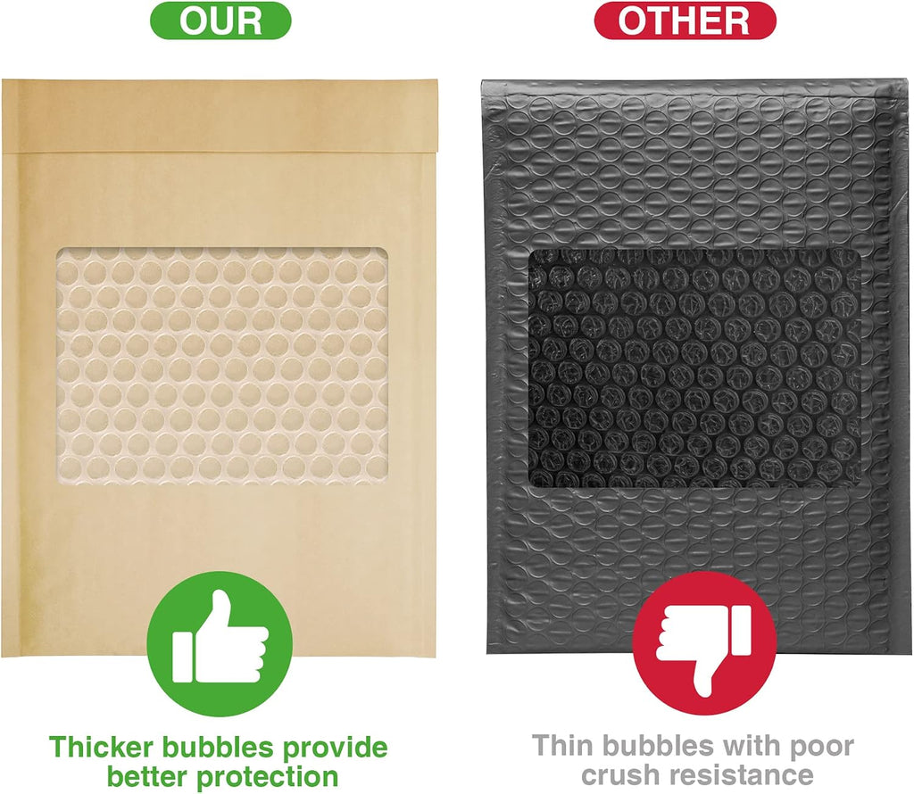 Kraft Bubble Mailers 6x10" Padded Envelopes Brown 50 Pack Seal