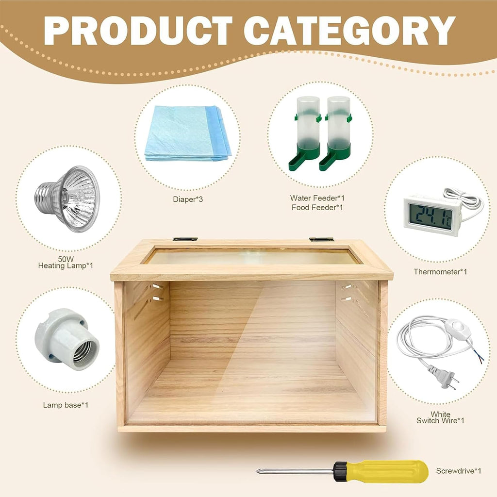 Chicken Brooder Box,Chick Brooder with Heat Lamp,16X12X12 in