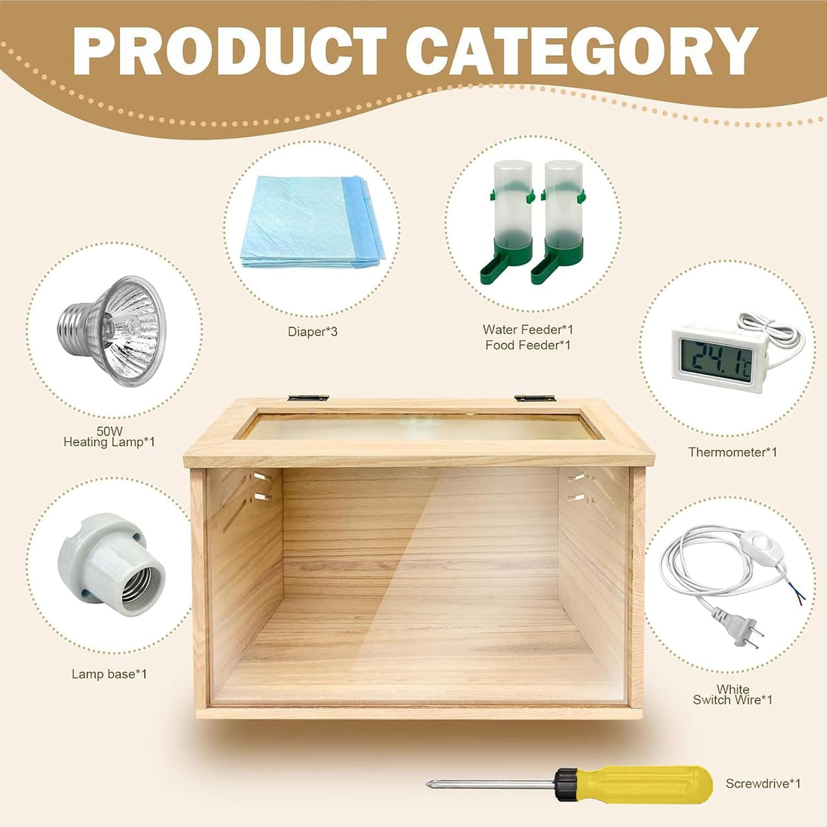 Chicken Brooder Box,Chick Brooder with Heat Lamp,16X12X12 in