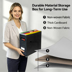 2 Pack Collapsible File Storage Box for Letter Size Documents, Portable File Organizer Box with Plastic Rails and
