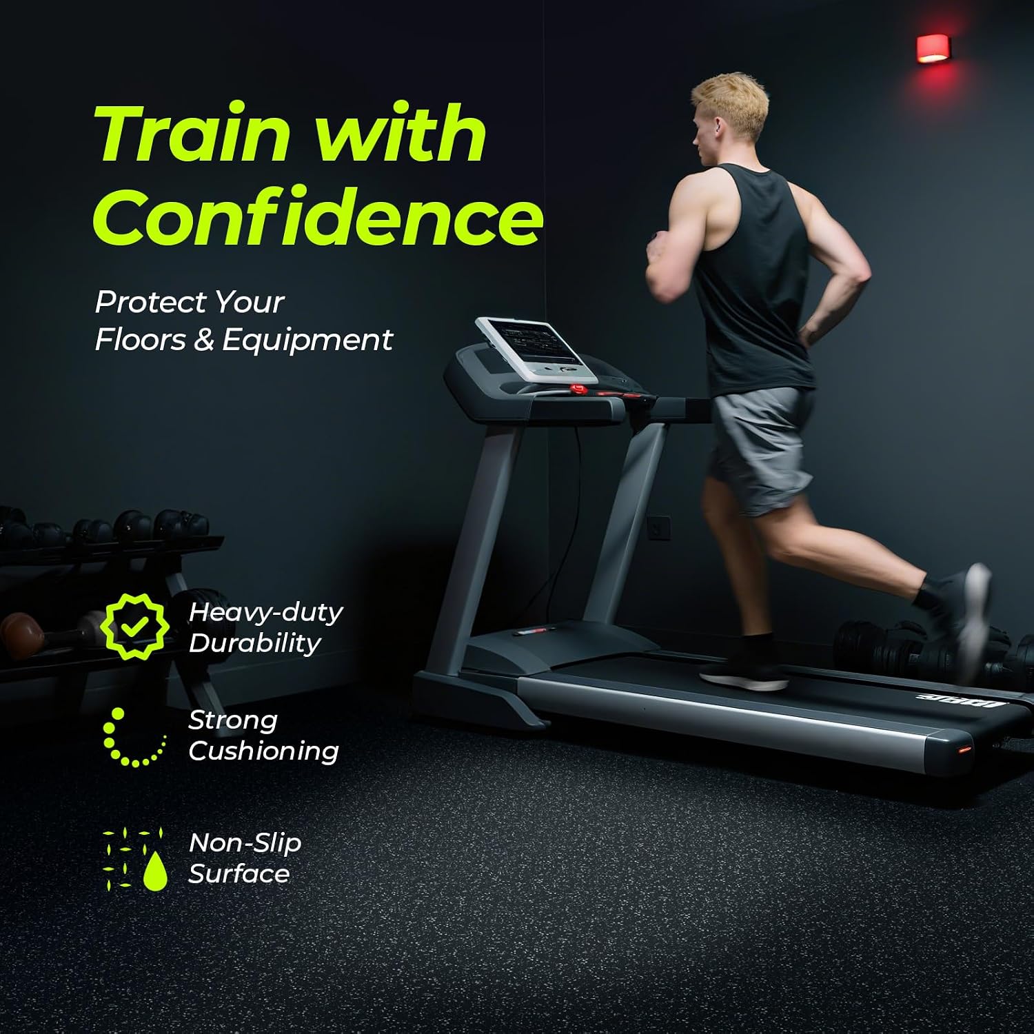 0.56'' Thick 48 Sq Ft Rubber Top High Density EVA Foam Exercise Gym Mats Non-Slip 12 Pcs - Interlocking Puzzle Floor