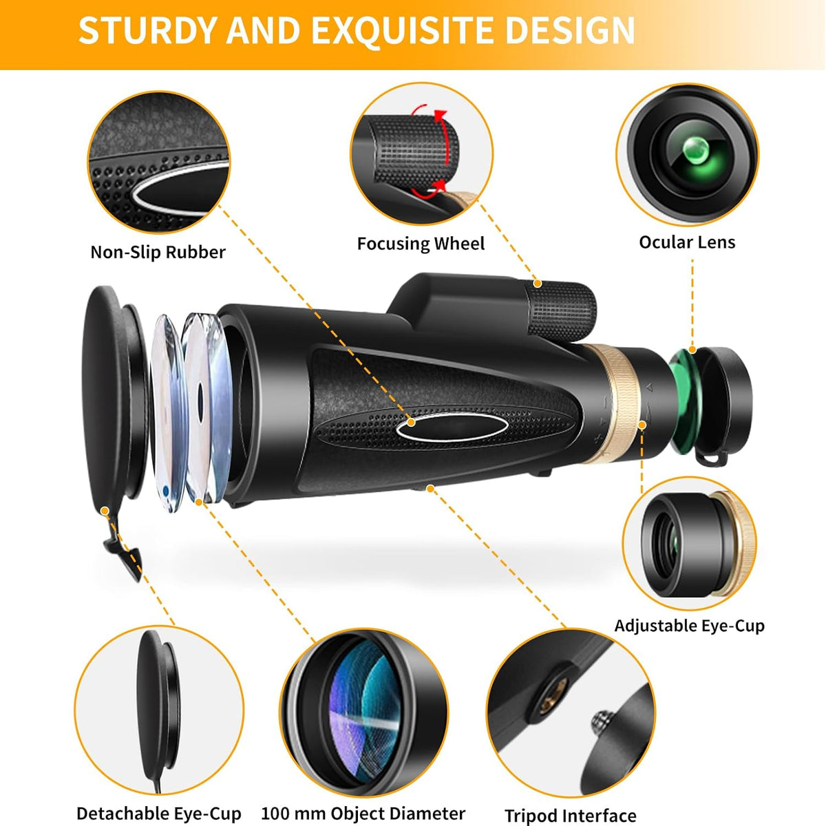 Monoculars for Adults High Powered 80x100 with Smartphone Adapter Tripod BAK4 Prism FMC Lens for Travel Bird Watching