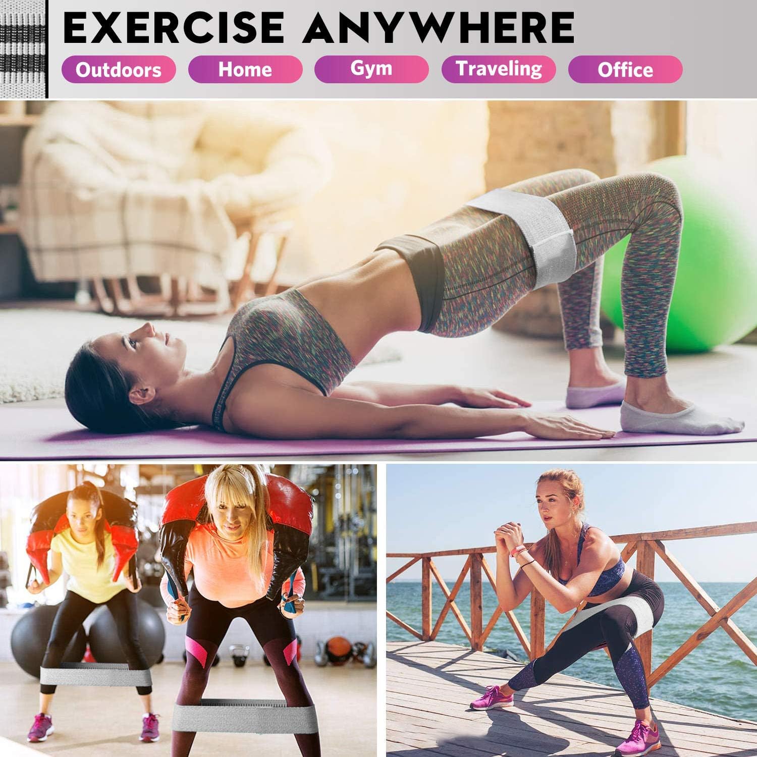 Resistance Bands for Working Out: 3-Set Professional Exercise Bands for Pilates, Yoga, Home Gym, Booty, Leg Training