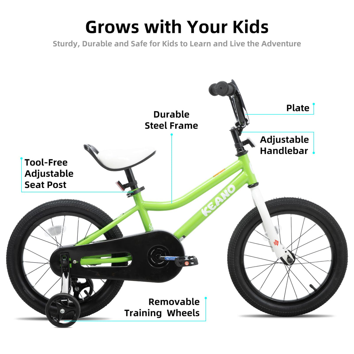 14" Kids Bike for 3-5 Yrs, Training Wheels, BMX Style, Mint