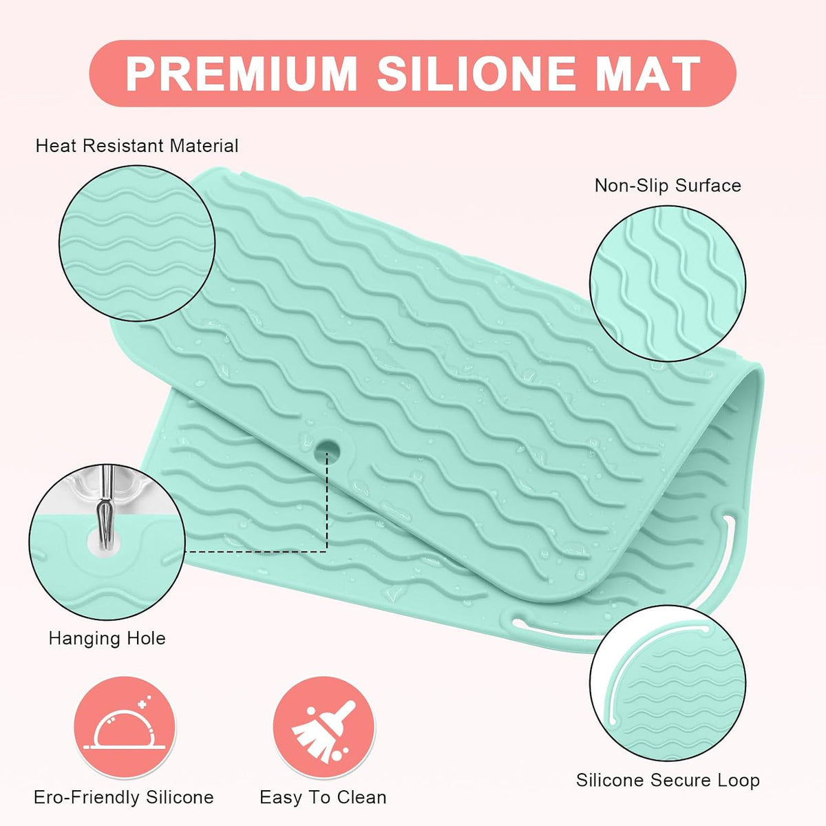 Plus Size Silicone Heat Resistant Mat for Hair Tools(12" x 9")
