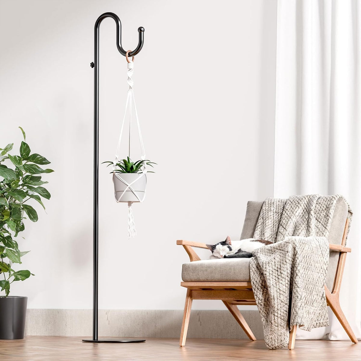 74" Shepherds Hook Stand: Hanging Bird Feeders, Plants, and Wind Chimes
