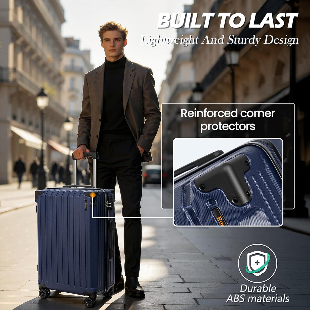 Luggage Sets 5 Piece，Hardside Luggage with Spinner Wheels, Lightweight ABS Hard Shell Travel Luggage with TSA Lock