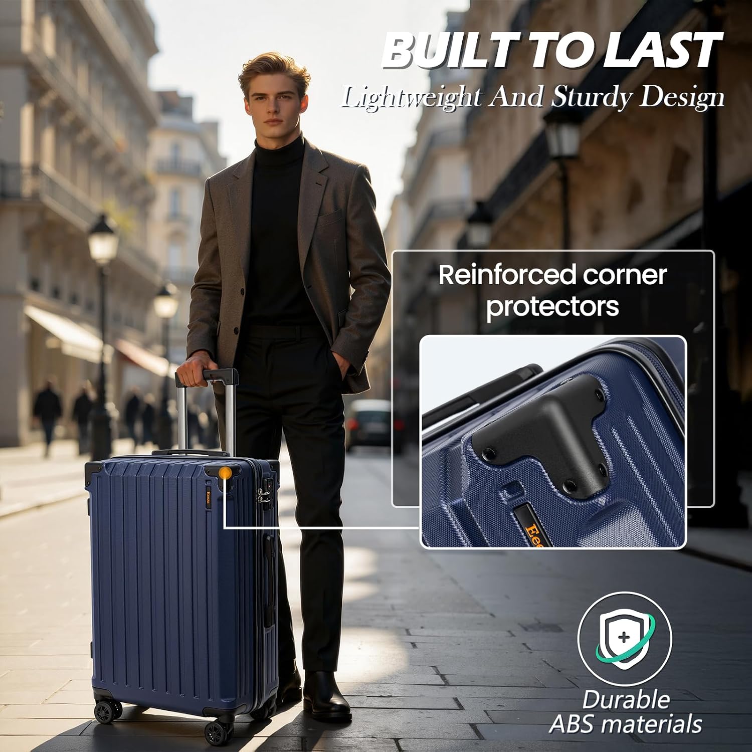 Luggage Sets 5 Piece，Hardside Luggage with Spinner Wheels, Lightweight ABS Hard Shell Travel Luggage with TSA Lock