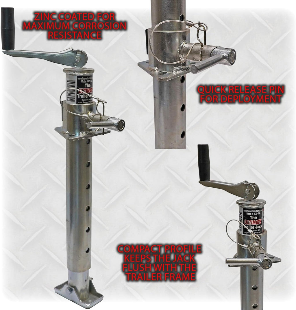 – USA-Owned – Fastest Jack on The Market – 2000lb No-Crank Tongue Jack for Boat, RV & Utility Trailers