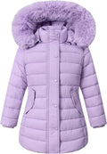 Girls Long Puffer Winter Coat Kid's Removable Hood Parka Jacket | Waterproof Polyester Outer, Soft Fleece Lined