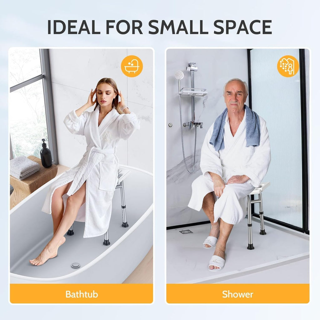 Shower Chair for Inside Shower(500lb), 5 Height Adjustable Shower Stool, Shower Seats for Adults, 3-Minute Quick
