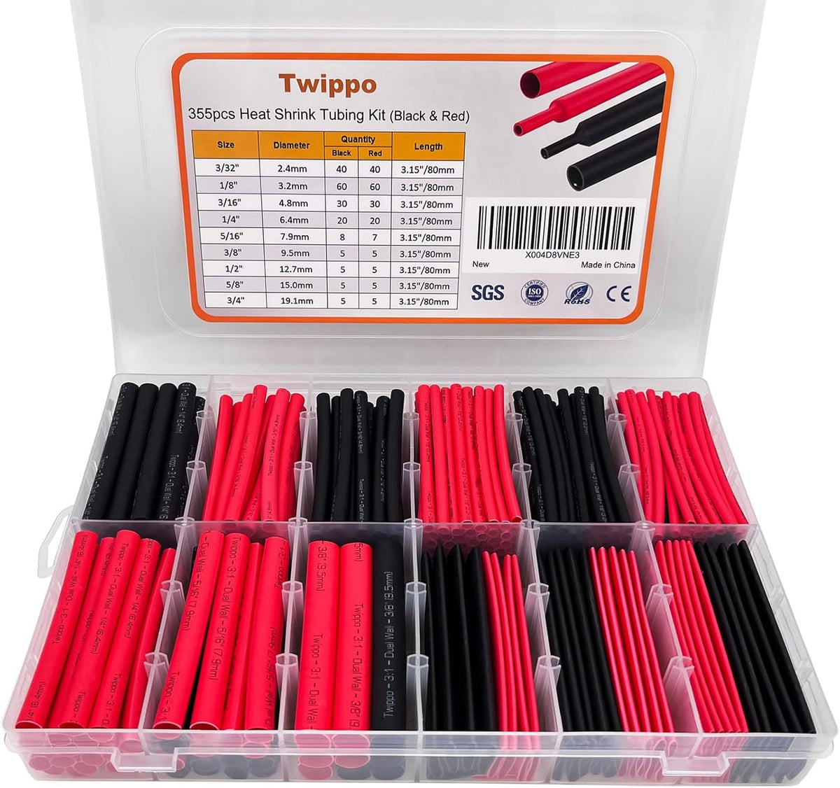 Heat Shrink Tubing Kit 355pcs Shrink Wrap Tube Electrical Wire Connectors