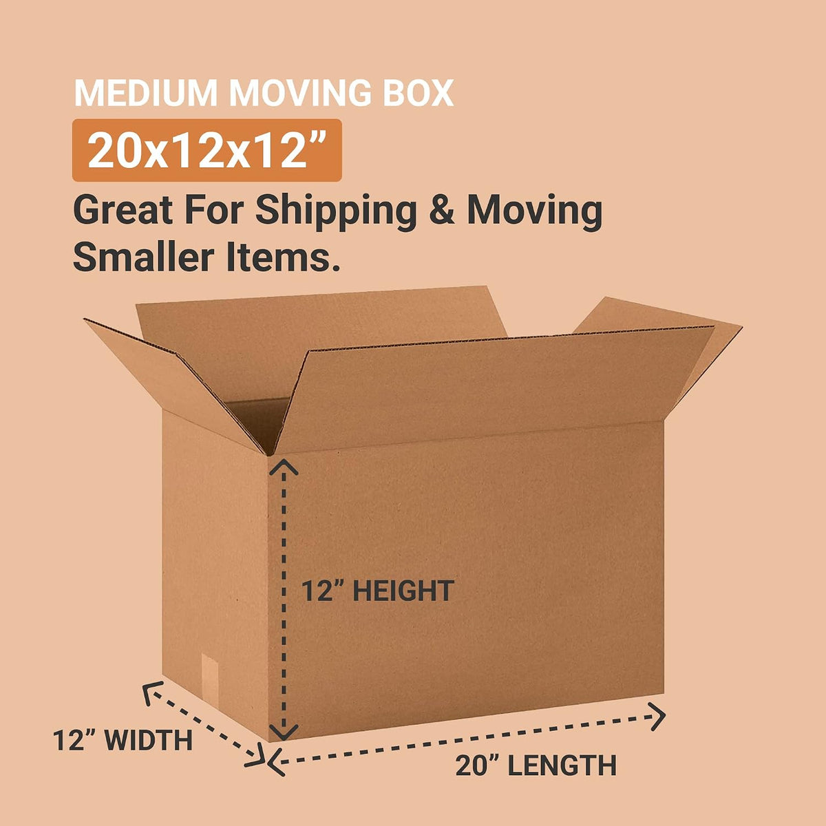 Shipping Boxes Long 20L x 12W x 12H 20-Pack - Corrugated Cardboard Box for Moving, Mailing, Packing, Packaging and