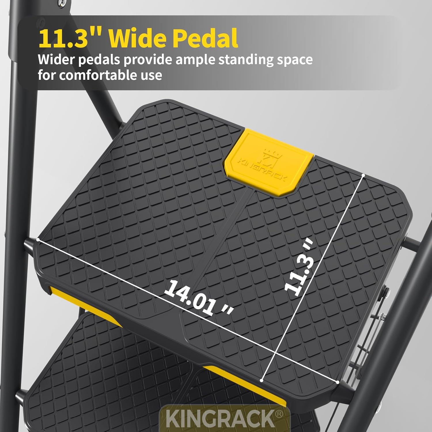 4 Step Ladder, Sturdy Steel Step Stool with Safe-Lock Design, Handrail, Anti-Slip Wide Pedals, Pass 800lbs Load