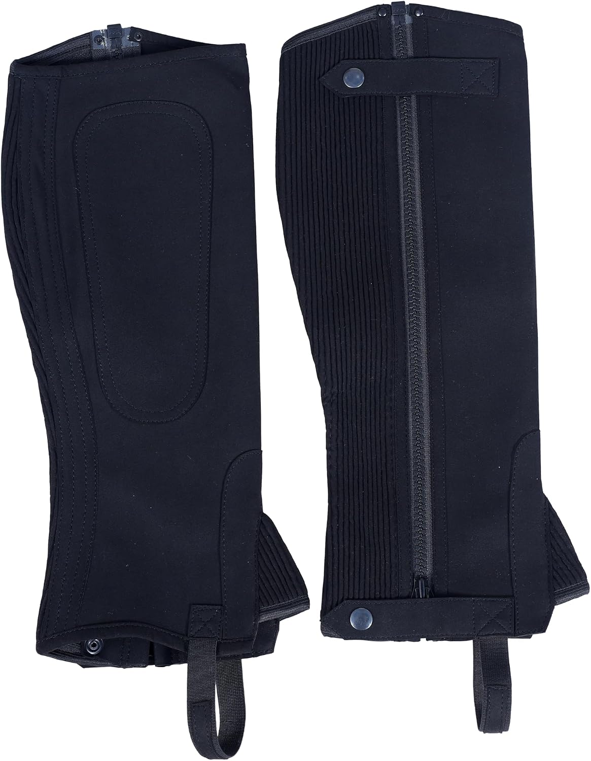Equestrian Riding Unisex Half Chaps Amara Adult | Synthetic Leather Zip-Up Pair | Accurate Size Chart in Images.