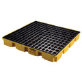 Square 4 Drum Spill Containment Pallet with Drain, Made in USA,Yellow