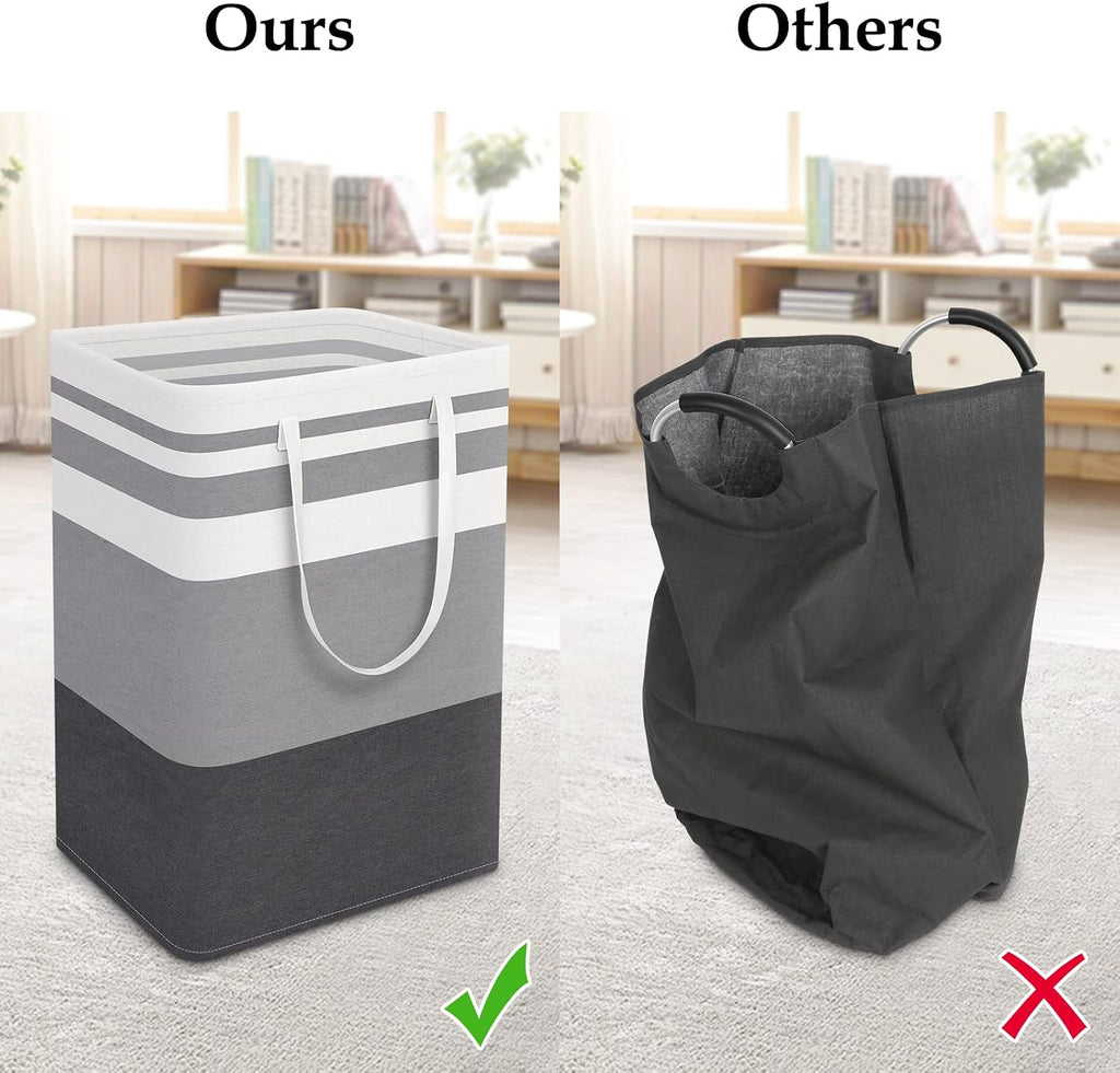 Laundry Basket Hamper, 75L Collapsible Clothes Storage, Grey | Freestanding Clothes Hampers, Foldable design, with