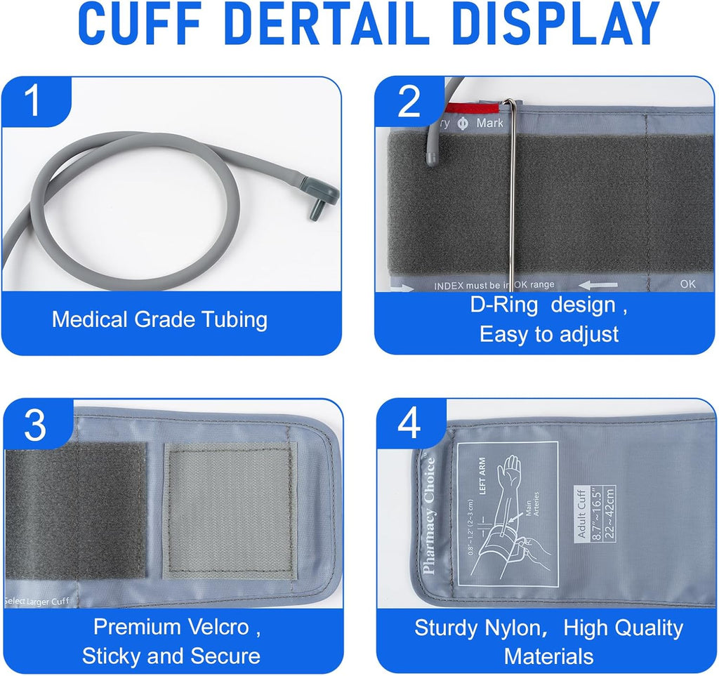 Large Blood Pressure Cuff, Adult Cuff, Compatible with Most Monitors, ARM Blood Pressure Replacement Cuff with 8