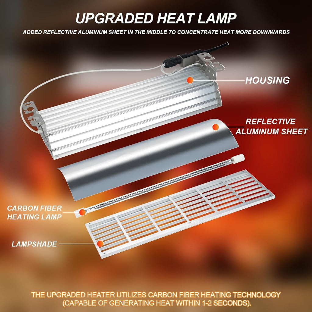 400W Chicken Coop Heater, Carbon FiberChicken Heater for Coop with Adjustable Heating Settings & Hanging