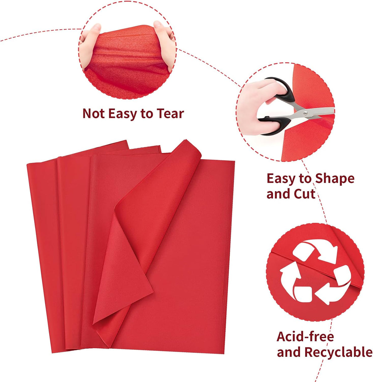 Red Tissue Paper for Gift Bags, 480 Sheets 15x20 Red Wrapping