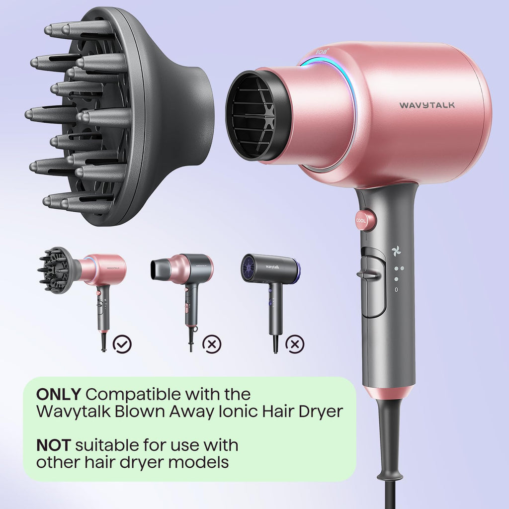 Grey Diffuser - Compatible with Wavytalk Blown Away Ionic Hair Dryer (Fits 49.6mm Internal Diameter)