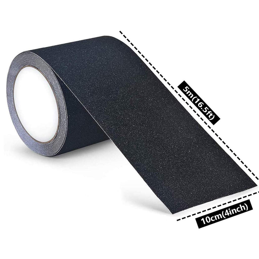 Anti Slip Traction Tape Black, 4" × 16.5 Feet Non Slip Safety Grip Tape 80 Grit Best Grip Friction Strong Abrasive
