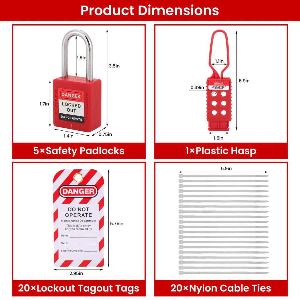 Lockout Tagout Kit Electrical Loto 58PCS OSHA Compliant Safety Kit