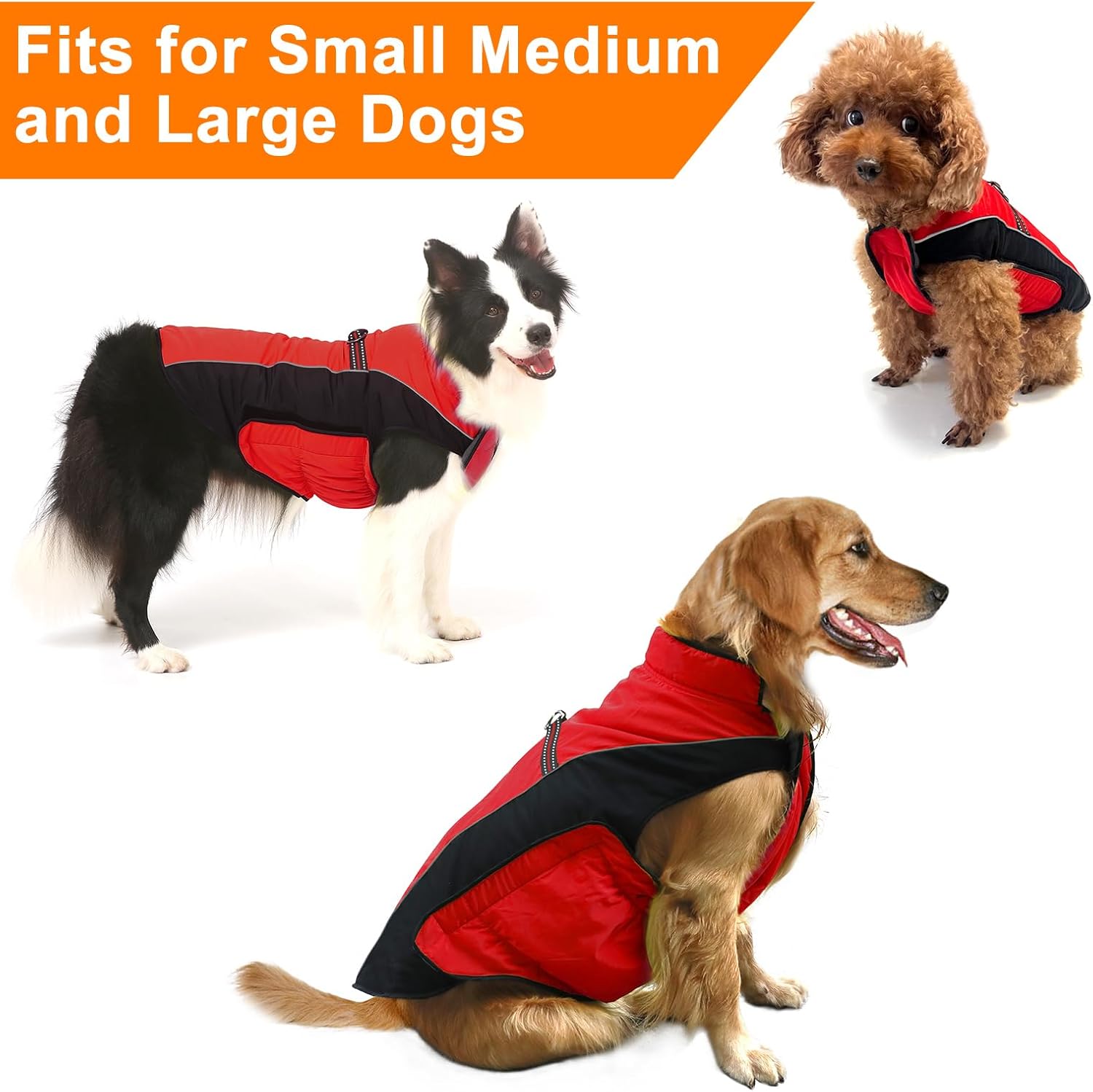 Warm Dog Winter Coat, Gimilife Dog Sweater Cold Weather Coats Waterproof Dogs Apparel Clothes Pet Jacket Padded Vest