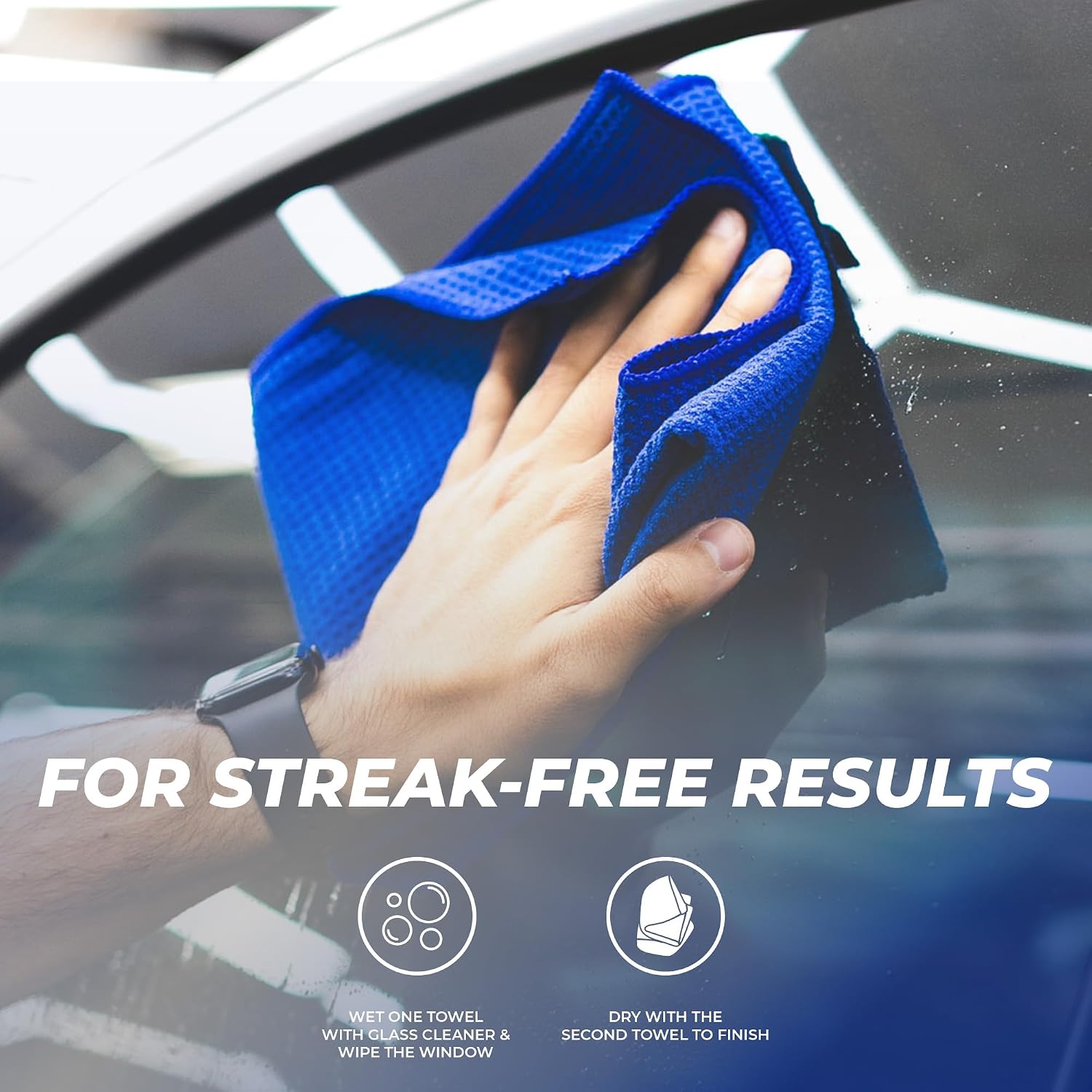 Standard Waffle Weave Microfiber Towels (2-Pack) Detailing, Window, Glass and Drying, Wax & Polish, Lint-Free