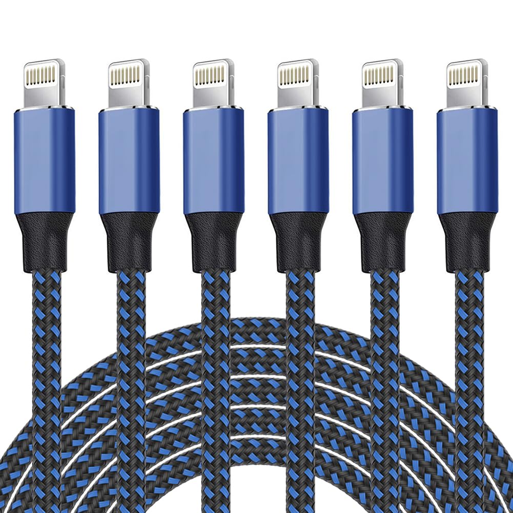 iPhone Charger [Apple MFi Certified] Lightning Cable 6PACK-3/3/6/6/6/10 FT Nylon Braided iPhone Charger Cord High