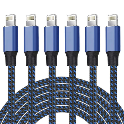 iPhone Charger [Apple MFi Certified] Lightning Cable 6PACK-3/3/6/6/6/10 FT Nylon Braided iPhone Charger Cord High