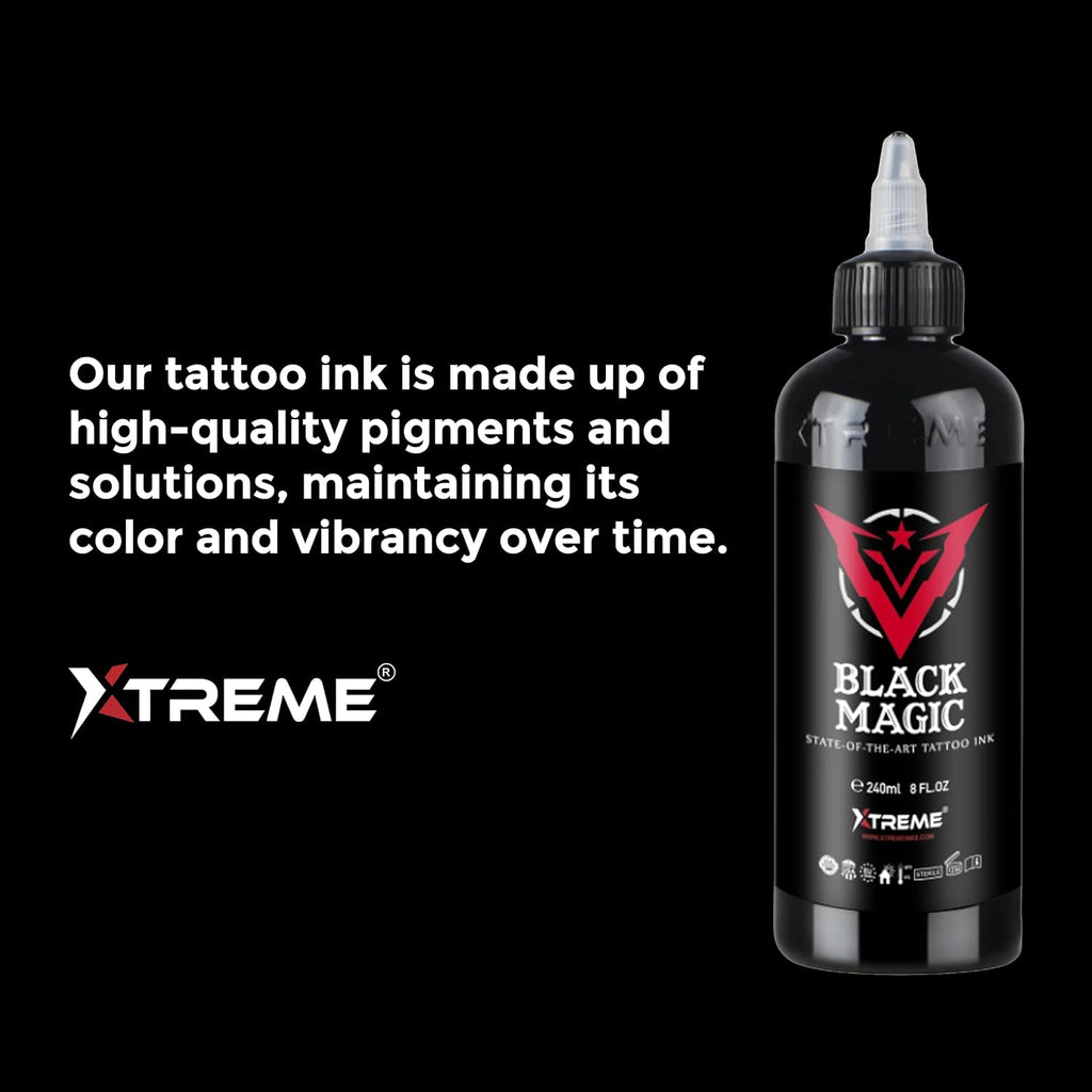 Tattoo Ink, Versatile Medium Viscosity for Precision Tattooing, Rich Hue, Quick Healing, Acrylic-Free, Water Based