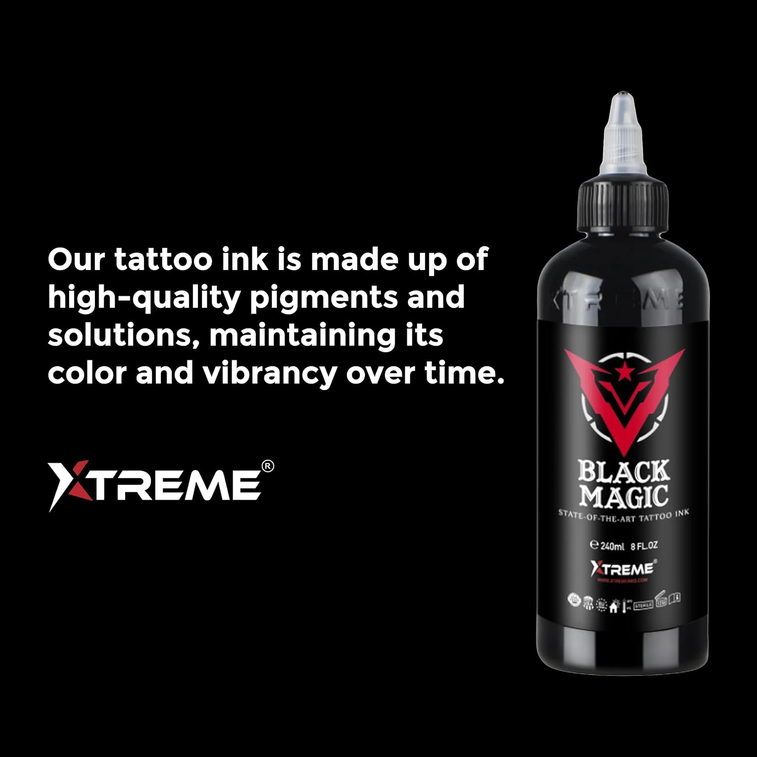 Tattoo Ink, Versatile Medium Viscosity for Precision Tattooing, Rich Hue, Quick Healing, Acrylic-Free, Water Based