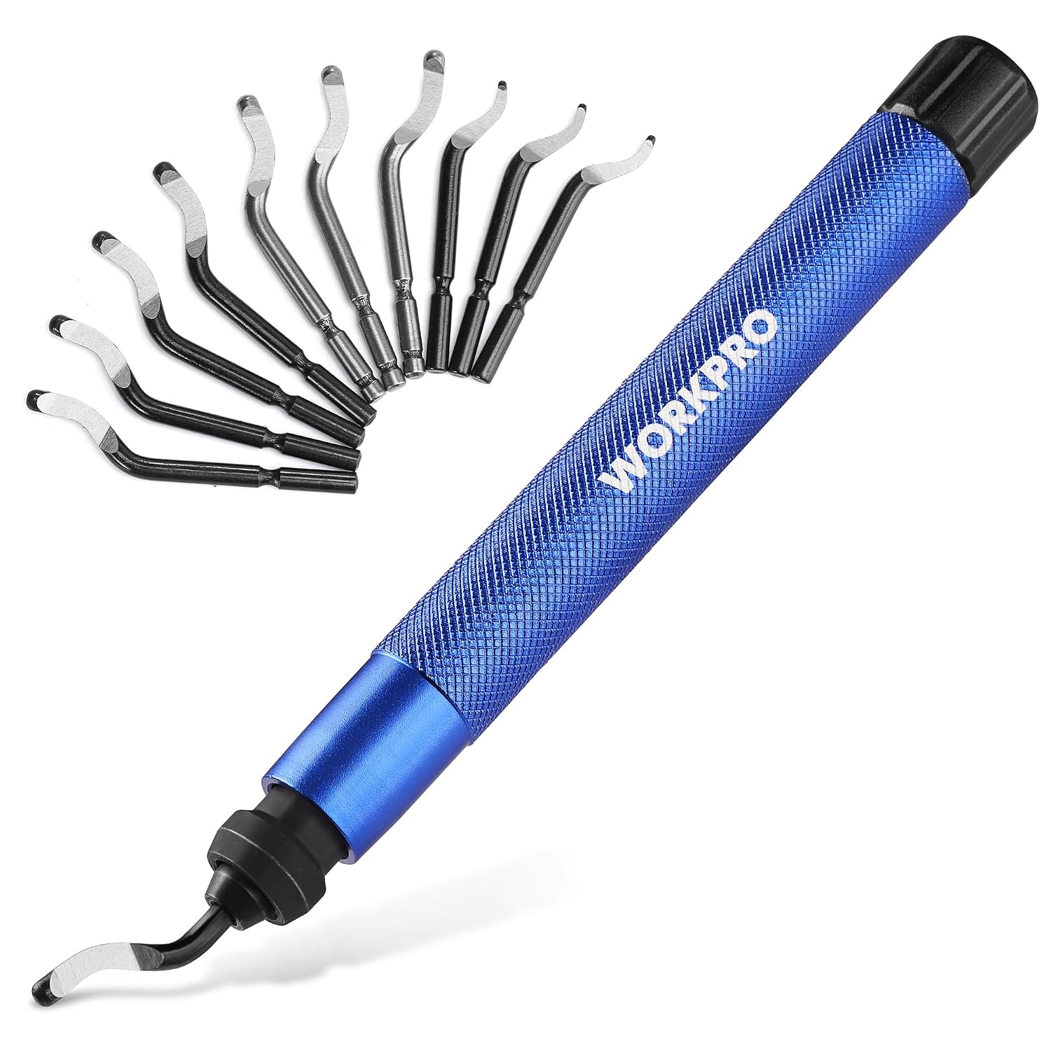 Deburring Tool with 11 Extra High Speed Steel Swivel Blades | 360 Degree Rotary Head Deburring Tool for Metal, Resin