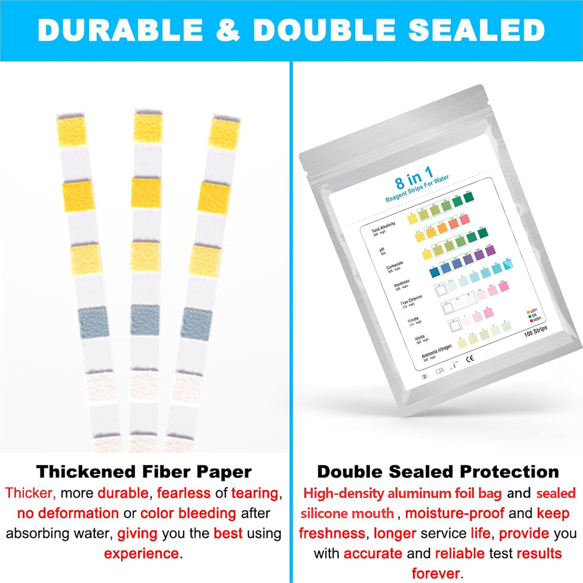 8 in 1 Aquarium Test Kit Fish Tank Test Strips Accurate Water Quality Testing Strips for Ammonia PH Total Alkalinity