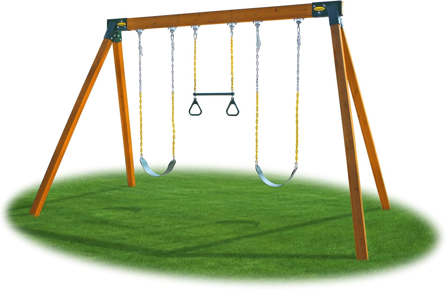 DIY Swing Set Hardware Kit with Easy 1-2-3 A-Frame Brackets, Swing Seats, Ring Trapeze Bar and All Assembly Hardware