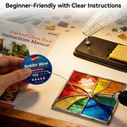 Stained Glass Starter Kit, Complete Stained Glass Making Kit with 100W Soldering Iron, Glass Cutter Tools, Diamond