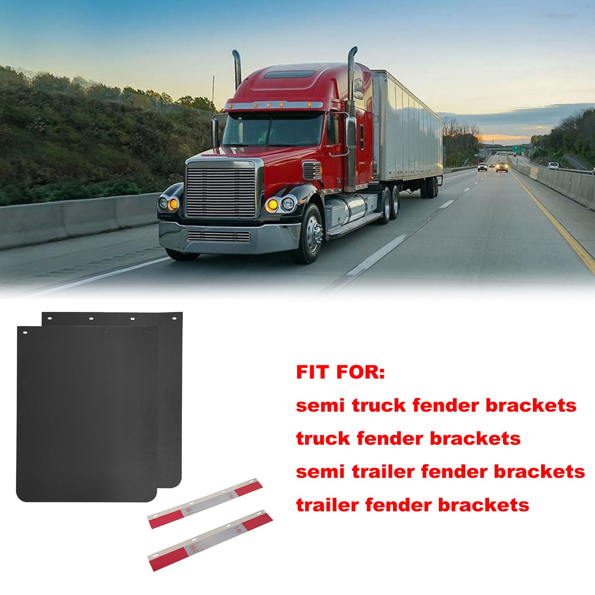 24x30 Mud Flaps and Mudflap Reflector for Semi Trucks Dually Dump, 2 Pack