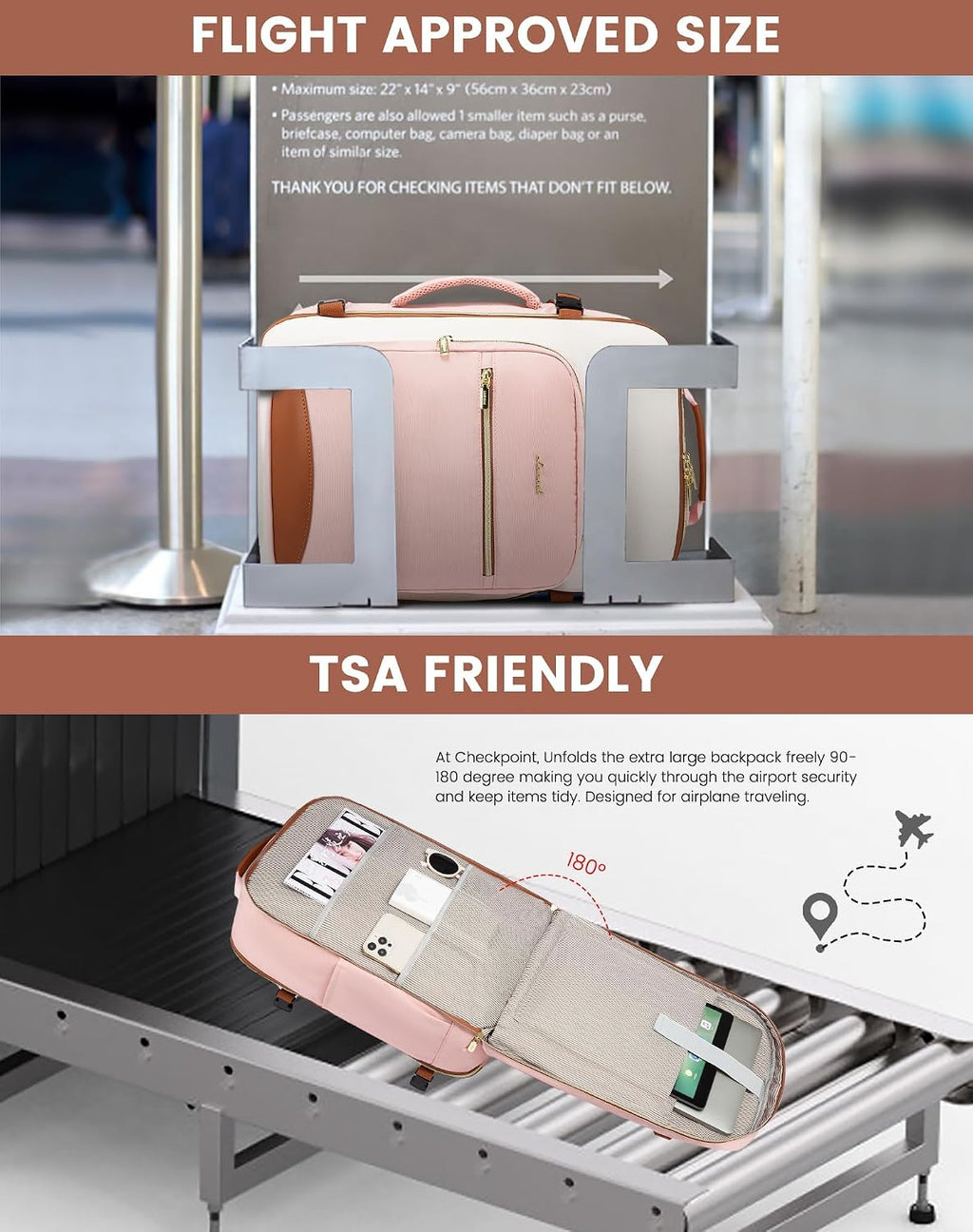 40L Travel Backpack for Women & Men, Airline Approved Carry On Luggage with 3 Packing Cubes, TSA Overnight Bags