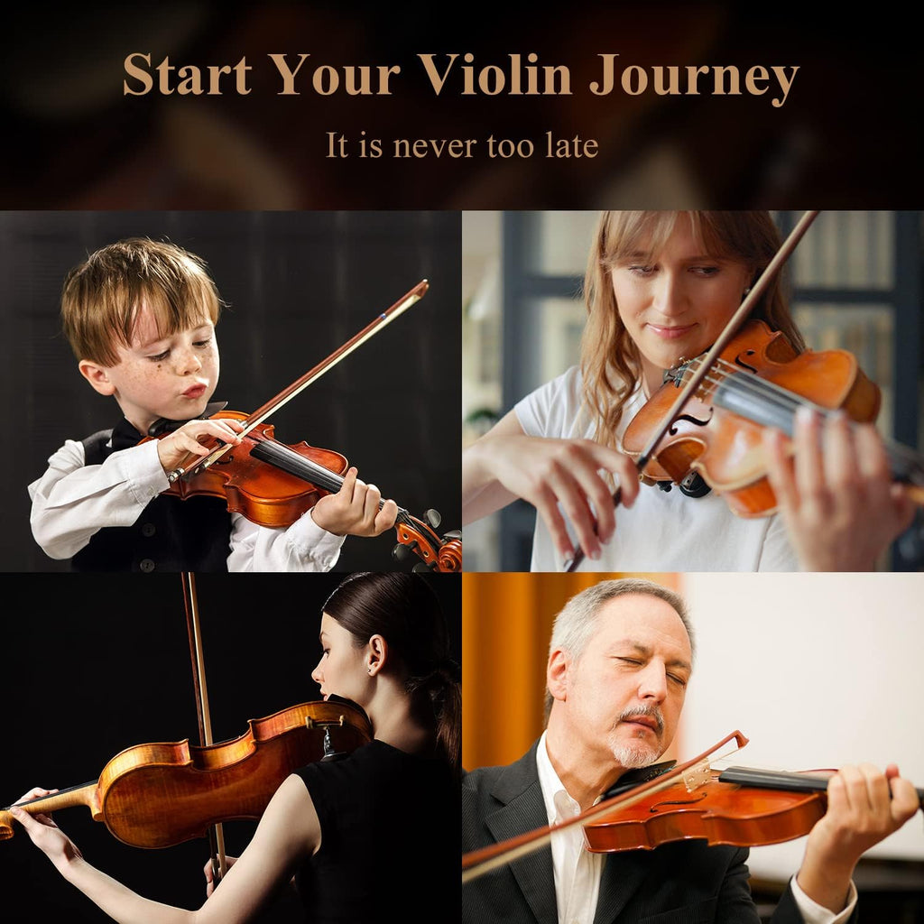 4/4 Full Size Violin Set Matte Fiddle for Beginners Adults with Hard Case, Rosin, Shoulder Rest, Bow, Tuner and Extra