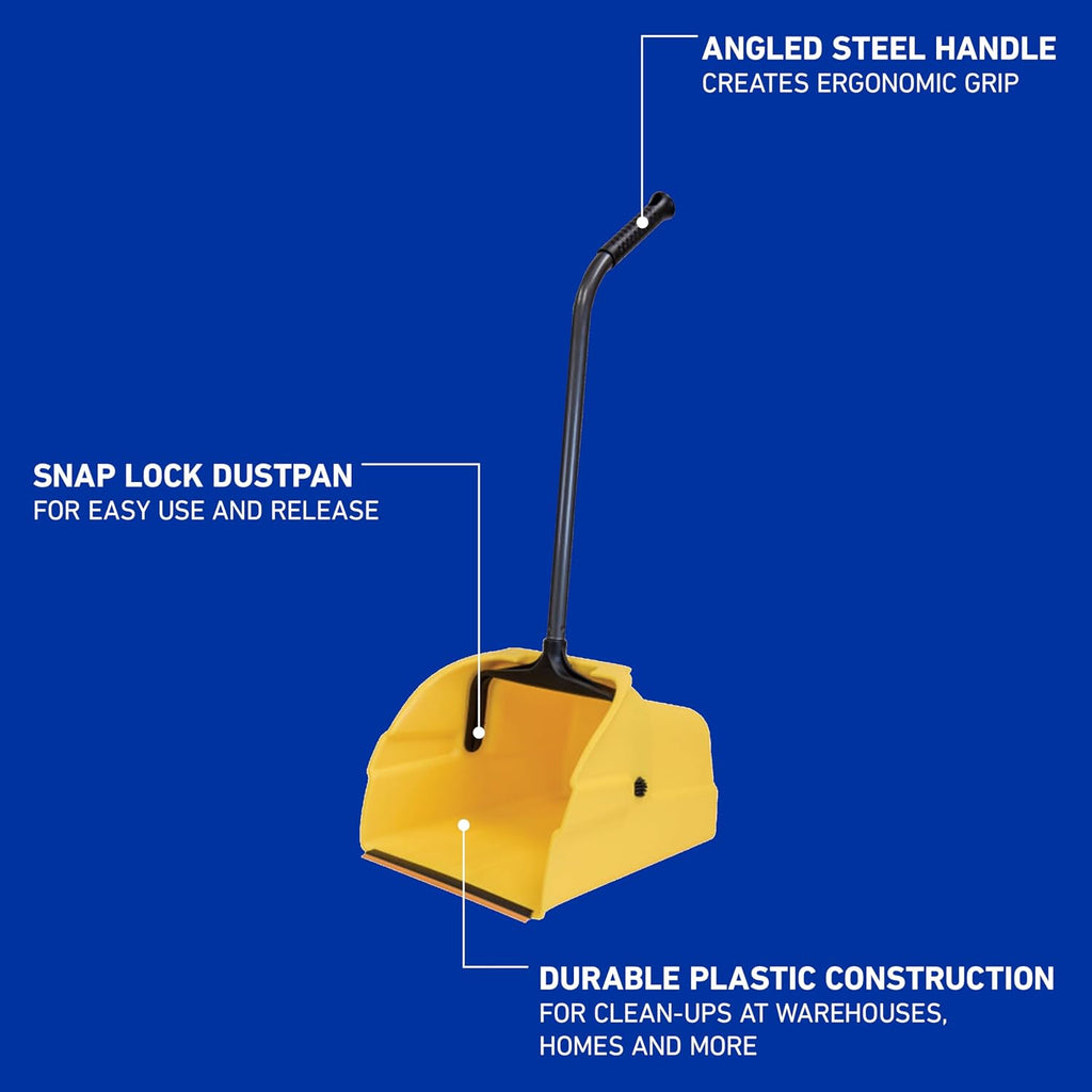 Debris Dustpan with Handle, Jumbo Debris Pan, Trash Collection for Industrial/Professional Cleaning