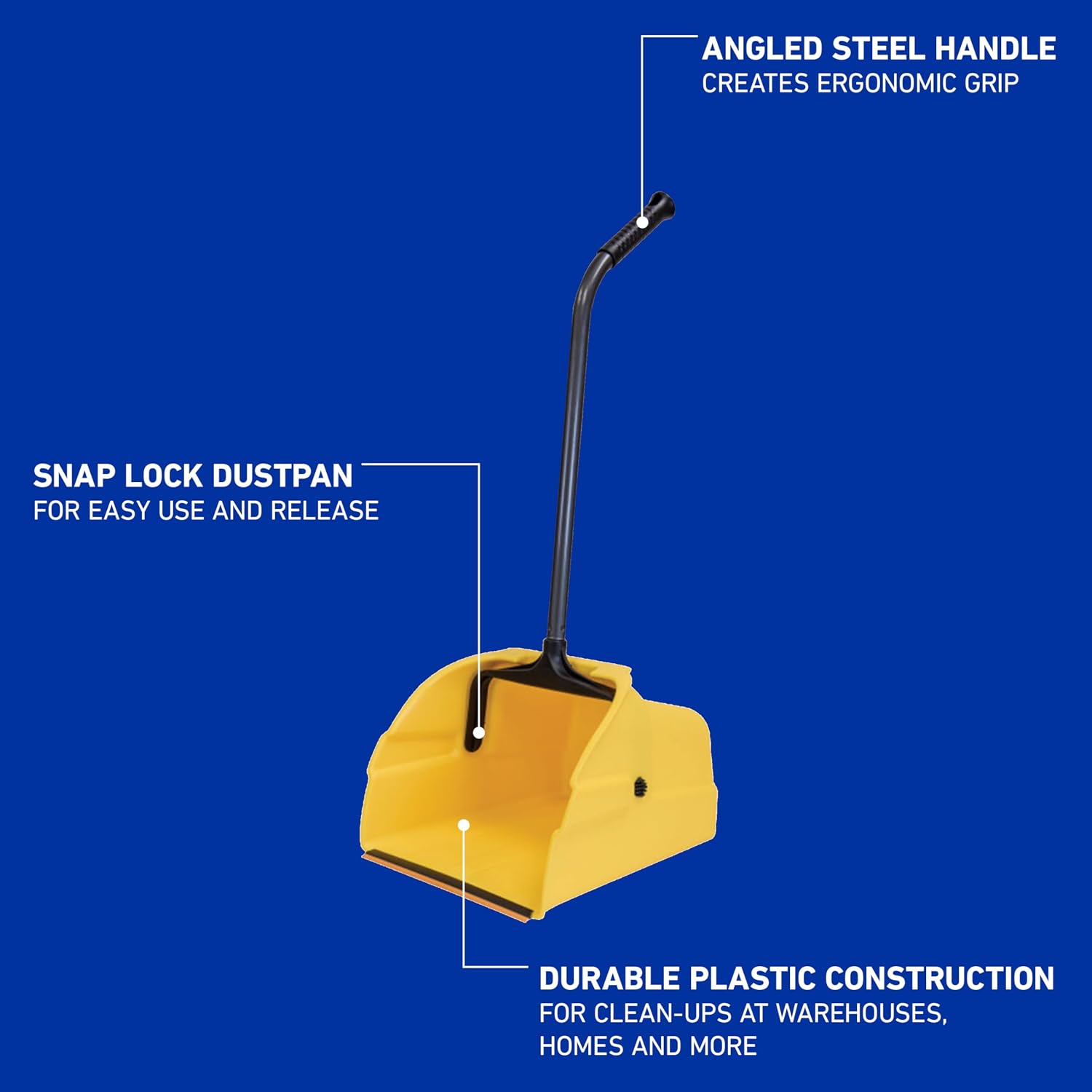 Debris Dustpan with Handle, Jumbo Debris Pan, Trash Collection for Industrial/Professional Cleaning