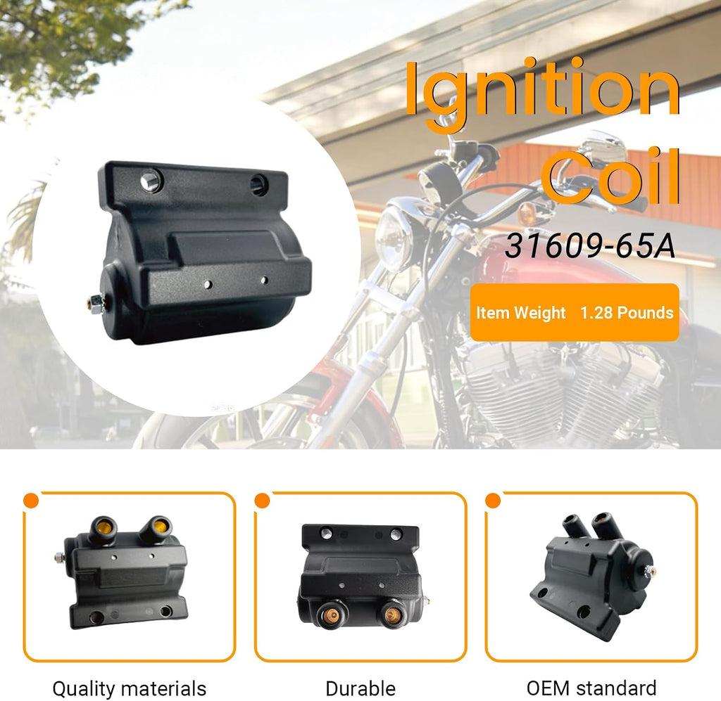 Ignition Coil Fit For Harley Davidson Electra Glide, Dyna, Fat Boy, Heritage Softail, Low Rider, Softail Springer, Super Glide, Roadster, Sportster 1965-2003,OEM 31609-65A