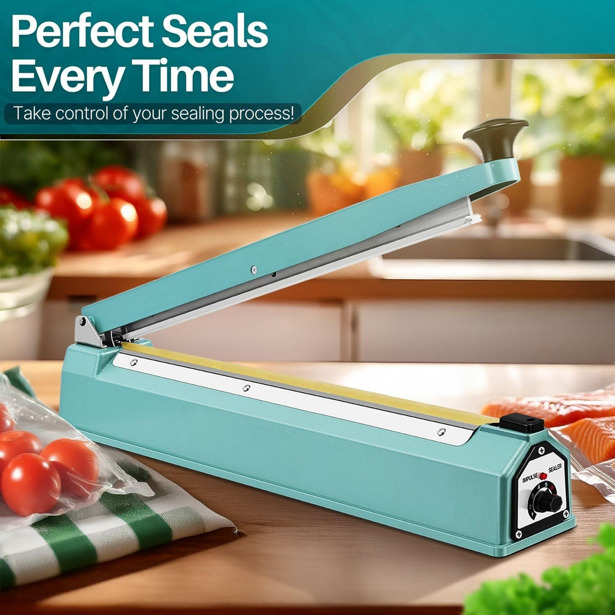 Impulse Sealer for Plastic Bags, 8 Inch, 300W, Adjustable Timer