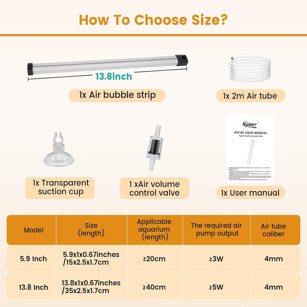 Aquarium Bubble Strip, Nano Air Bubble Curtain Wall Aquarium Air Stone Kit, Quiet High Dissolved Oxygen Diffuser Fish