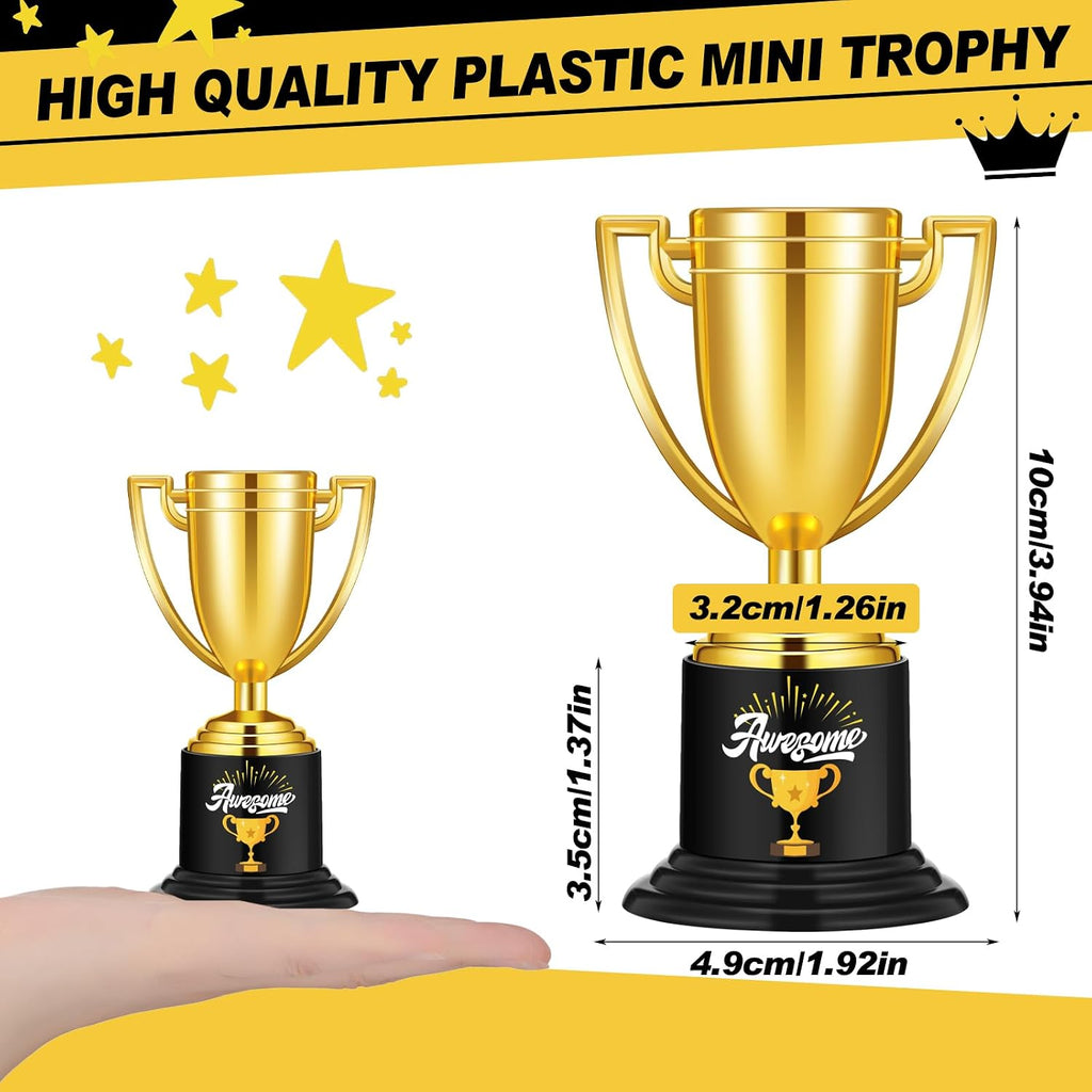 24 Pack Award Trophies Plastic Gold Trophy Awards,Cup | Kids Mini Funny Gold Trophy, Teacher Party Competitions Props