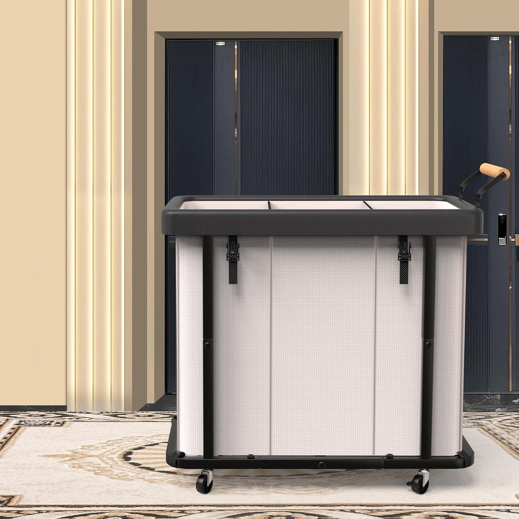 Laundry Hamper 3 Section,230L Rolling Dirty Clothes Hamper White | Laundry Basket with Wheels & Lid,Laundry Organizer