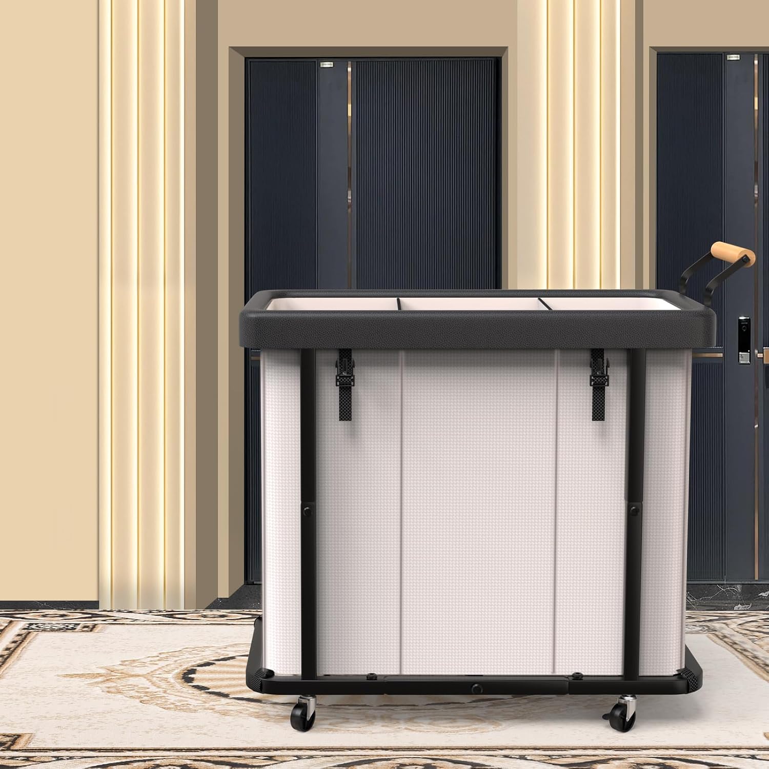 Laundry Hamper 3 Section,230L Rolling Dirty Clothes Hamper White | Laundry Basket with Wheels & Lid,Laundry Organizer