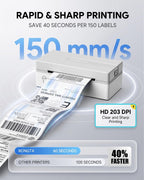 Shipping Label Printer Bluetooth 4x6 Thermal Label Printer, White