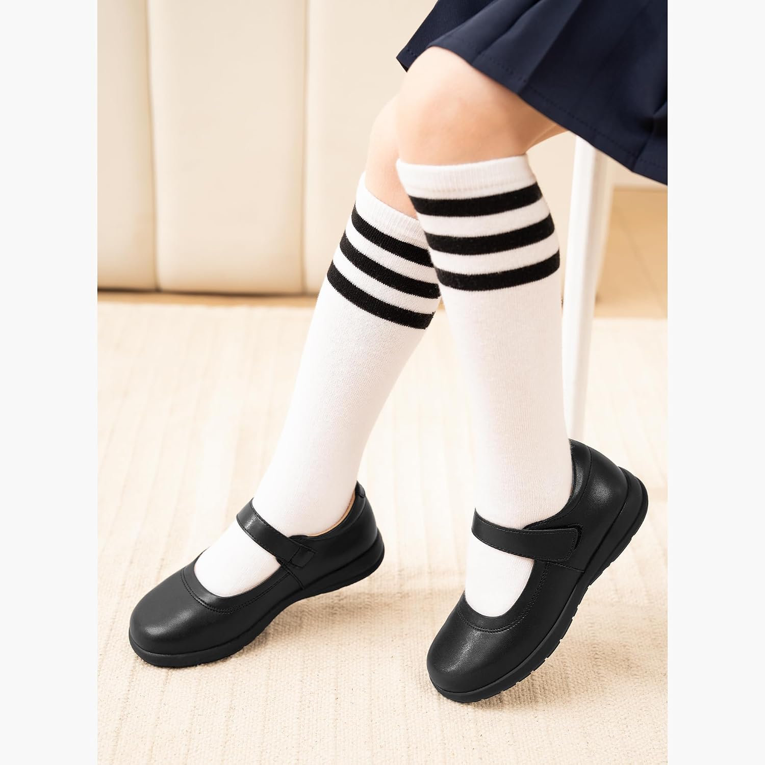 Girls Mary Jane Shoes School Uniform Flats Dress Shoes Church (Little/Big Kids) | Hook-and-loop closure, Cushioned